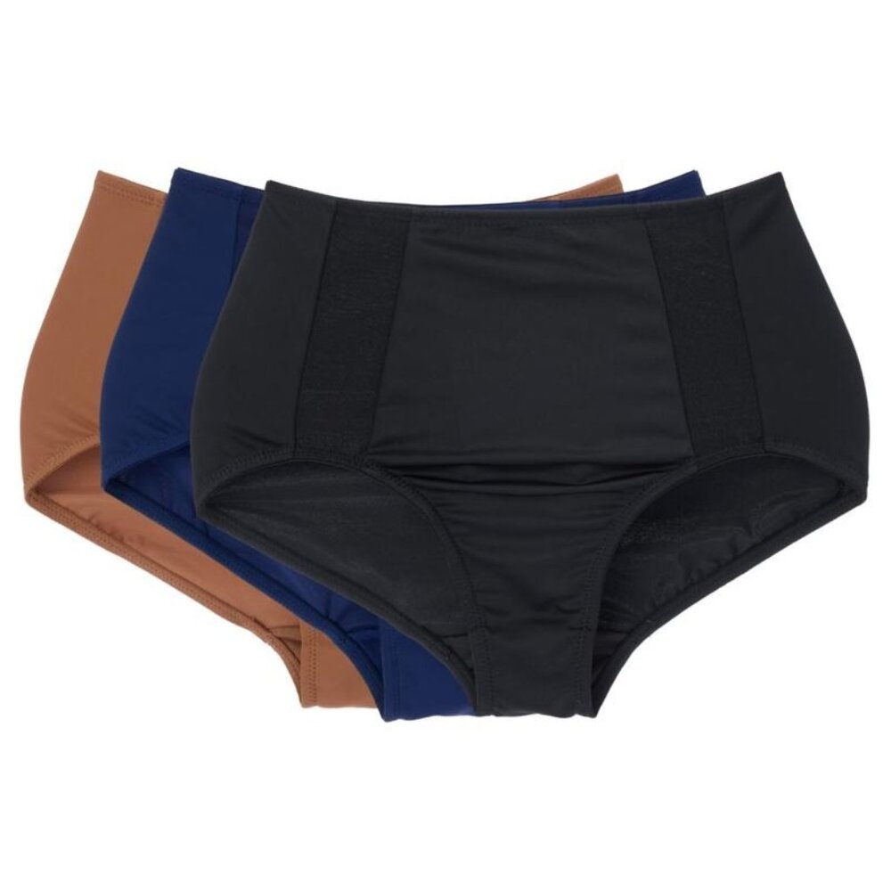 Rhonda Shear 3Pack Mesh Insert Brief Size 1X Mahogany Midnight Navy Black 624.18